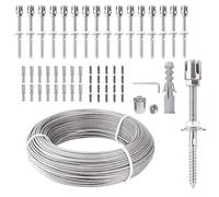 Support pour Plantes Grimpantes,Kit Palissage Plantes Grimpantes,12m,Système Professionnel Complet,Comprend Les Supports Muraux Et Le Câble en Acier De 3 mm (8 Supports,12 Mètres De Câble)