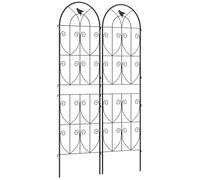 Outsunny Support pour plantes grimpantes avec oiseaux, lot de 2, treillis de jardin, pour légumes, vignes, fleurs, en métal, 50 x 180 cm, noir