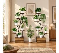Support pour plantes INONEFT avec lumière de croissance, étagère à 6 niveaux en métal et en bois, meuble de rangement pour plantes avec compartiment fermé, idéal pour le salon, le balcon ou la chambre