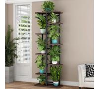 Support pour plantes, intérieur/extérieur - Étagère d'angle à 8 niveaux pour fleurs - Structure en métal avec étagères en bois - Support pour pots de fleurs autoportant, idéal pour balcon ou salon - N