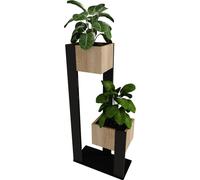 Support pour plantes, jardinière murale, colonne de plantation, jardinière, bac à fleurs surélevé, pot de fleurs, étagères à 2 niveaux, décoration intérieure, blanc, noir