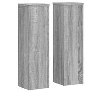 Support pour plantes, tabouret pour fleurs - Lot de 2 - Bois - 17x17x60 cm - Carré - Vert armée