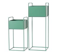 Support pour pot de fleur d'intérieur Support pour plante Support de fleur, vert rectangulaire, fer, H 49/70 cm, lot de 2