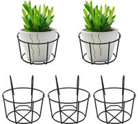 Support pour pots de fleurs de balcon 5 pcs Noir Fer Design peu encombrant