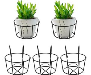 Support pour pots de fleurs de balcon 5 pcs Noir Fer Design peu encombrant