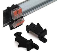 Support pour rail de chapeau pour l'organisation et la fixation de câbles, connecteur de tuyau, boîtier montable des deux côtés, profil 1TE DIN (4, noir, profil 7,5 mm Wago 221)