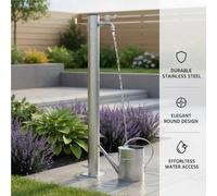 Support pour robinet d'arrosage de jardin - Colonne d'eau de 100 cm - Acier inoxydable - Colonne cylindrique - Accessoires de connexion complets - Pour l'arrosage du jardin et le lavage des voitures
