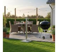 Support pour robinet de jardin - Colonne de robinet en acier inoxydable, 80 cm - Design rond - Pour usage extérieur - Livré complet avec accessoires - Idéal pour l'arrosage et le lavage de voitures