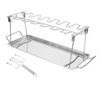 Support pour Rôtissoire à Poulet en Acier Inoxydable, Lot de Set | Pliable et Pratique, Argenté, pour Fête au Jardin et Barbecue en Sortie