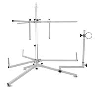Support pour rouleaux de tuyaux de chauffage PEX - Trépied - Capacité de charge : 200 kg - Acier galvanisé - Hauteur : 75–100 cm - 3 niveaux réglables : 20–40–65 cm - Argent
