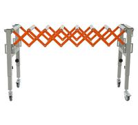 Support pour rouleaux - Rail de rouleaux réglable de 130 cm - Capacité de charge : 50 kg - Longueur : 46–130 cm - Hauteur : 50–80 cm - 4 roulettes pivotantes avec frein - Argent
