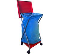 Support pour sacs poubelle Unyqoos® en tôle d'acier galvanisée, mobile, 120 L – Support robuste pour sacs poubelle, équipé de 4 roulettes pivotantes à 360° pour atelier, garage et entrepôt