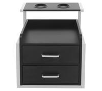 Support pour sèche-cheveux - Armoire murale pour coiffeur - 2 supports - 2 tiroirs - 48 cm de hauteur - Métal et panneau composite - Noir
