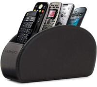 Support pour télécommandes 5 emplacements, étroit et compact, en similicuir noir