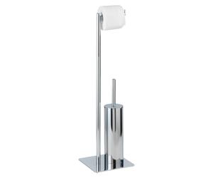 Support pour toilettes WENKO, comprenant : brosse pour toilettes, porte-rouleau de papier toilette, et adapté pour les salles de bains et les toilettes d'invités