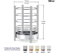 Support pour ustensiles de cuisine Unyqoos® en acier inoxydable – 18 cm de hauteur x Ø 13 cm, support stable pour cuillères et couverts, disponible en noir, cuivre, or, arc-en-ciel et argent