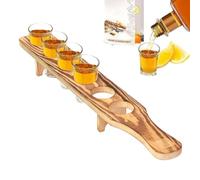 Support Pour Verre À Tequila, Plateau De Service Pour Verre À Vin, Plateau De Service Pour Verre À Vin, Plateau À Vin En Bois Avec 6 Verres - Plateau À Tequila En Verre, Plateau De Service Pour Tequil