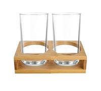 Support pour verre à vin - Planche de service en bois | Panier à verres à bière et à vin avec 2 emplacements, support rustique et plateau de service pour fêtes, maison, hôtellerie et restauration, 1