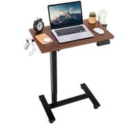 Support pratique pour ordinateur portable, avec surface en bois et roulettes, pour travailler en tout confort