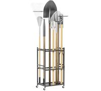 Support rangement outils jardin - FIANAO - 35 emplacements + 3 crochets - Porte balais et pelles avec roulettes - Acier robuste