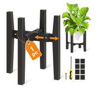 Support réglable en bambou pour grandes plantes d'intérieur, support au sol stable pour pots de 20 à 30 cm de diamètre, style Mid-Century, surélevé pour les fleurs, noir, 1 pièce