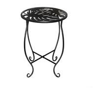 Support rond en fer pour plantes avec motif Monstera, table d'appoint en métal de 20,3 cm pour terrasse, jardin, table d'appoint d'extérieur robuste d'une capacité de 90,7 kg, pour affichage de