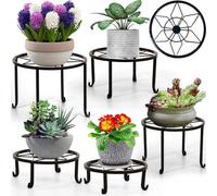 Support rond en métal pour plantes, lot de 5, noir