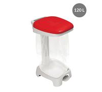 Support sac poubelle 120 L + couvercle rouge