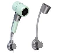 Support Sèche Cheveux Mains Libres sans Perçage, Porte Sèche Cheveux Mural Universel en Métal et Plastique, Support de Rangement pour Salle de Bain, Gris Sidéral
