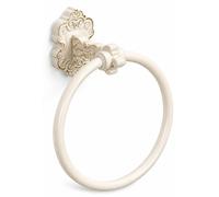 Support-serviette vintage, finition antique blanc-doré, en aluminium, à fixer au mur