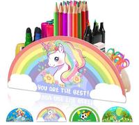 Support-stylos licorne Unyqoos® en bois – organisateur de bureau coloré et multifonctionnel pour enfants