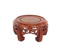 Support sur Pied Flower Pot Base Stone Bouddha Statue Vase Ornements en Bois Handicraft Stand de Théière Sculptée(M)