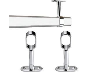 Support Tringle Penderie, 2 Support pour Barre Penderie Ovale, Zinc-Aluum, Support Central Tube pour Armoire