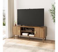 Support TV 120 cm, design d'inspiration Mid-Century, pour téléviseurs jusqu'à 55 pouces, avec 2 compartiments de rangement
