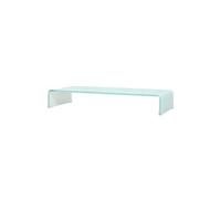 VidaXL support TV Support moniteur/TV Console Unit Centre de loisirs en verre Blanc Blanc G