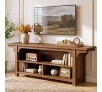 Support TV Tribesigns en bois pour téléviseurs de 55/65/70 pouces, meuble TV de 160 cm de style rustique, console TV avec 3 compartiments ouverts