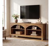 Support TV Tribesigns pour téléviseurs jusqu'à 70 pouces, meuble TV de style rustique avec étagères réglables, meuble multimédia en bois, couleur marron