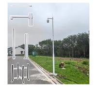 Support universel blanc pour caméra de vidéosurveillance avec paratonnerre, trépied de sécurité extérieur réglable de 5 m, poteau métallique en 3 sections pour une stabilité accrue et des so