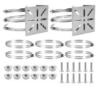 Support universel pour caméra de surveillance, poteau vertical, en acier inoxydable, comprenant un ensemble de 2 plaques, 6 anneaux, 12 vis et 12 écrous