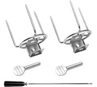 Support vertical pour broche - Broche rotative - Pour grillades - Acier inoxydable - 39 cm - Argenté