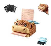 Supporteur de note autocollante Highland Cow imprimé 3D, Tout en un support de stockage pour les fournitures de note de stylo, Distributeurs de mémo-pad pour animaux mignons (Marron)