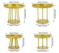 Supports à fleurs ronds - Lot de 4 supports décoratifs - Fer - Décoration de table pour mariage et fiançailles - 2 x Ø 30 cm + 2 x Ø 20 cm - Doré