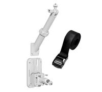 Supports de caméra de sécurité avec rotation à 360 degrés, blanc | Support mural et sangle de fixation avec construction en métal résistant aux intempéries pour caméra de sécurité et panneau