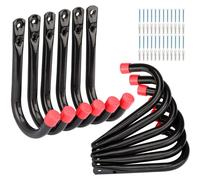 Supports de garage robustes en acier, à fixation murale, en forme de J, chaque crochet pouvant supporter jusqu'à 20 kg (14 cm x 9 cm).