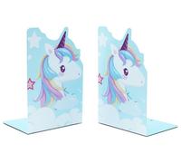 Supports de livres en forme de licorne, lot de 2, en métal, couleur bleue, pour bibliothèque
