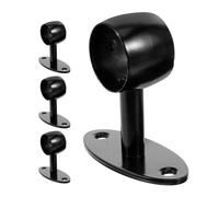 Supports de main courante muraux en acier inoxydable noir 4 pièces | Fixation murale stable pour escalier intérieur, toucher confortable, aide à prévenir les blessures aux mains, style