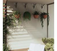 Supports de Panier Suspendu avec Jardinières Jardin 4 pcs Noir Acier vidaXL