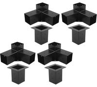 Supports de pergola, connecteurs d'angle à 3 voies avec vis, base de poteau, ancre de poteau, supports de poteau revêtus par poudre, ensemble de supports de pergola (8 pièces)