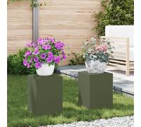 Supports de plantes d'extérieur vidaXL Pilier 2 pcs Vert Olive 24x24x35 cm Acier