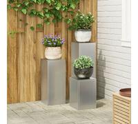 Supports de plantes d'extérieur vidaXL Pilier 3 pcs Acier Galvanisé